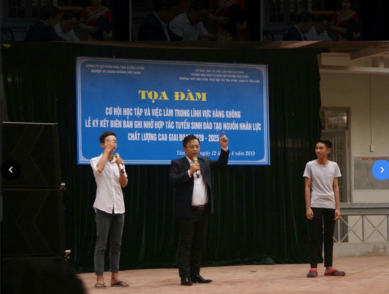 TTọa đàm cung cấp thông tin thị trường lao động ngành Hàng không cho học sinh đại diện cho các trường THPT, THCS trên địa bàn Tân Uyên tỉnh Lai Châu.
